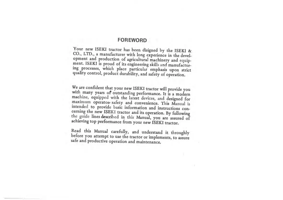 Iseki TX1000 TX1300 TX1500 Tractor TX Series Operation Service & Repair Manual preview page 2