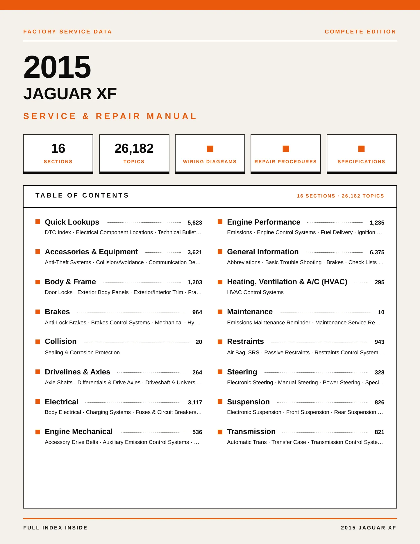 2015 Jaguar XF Service and Repair Manual preview page 1