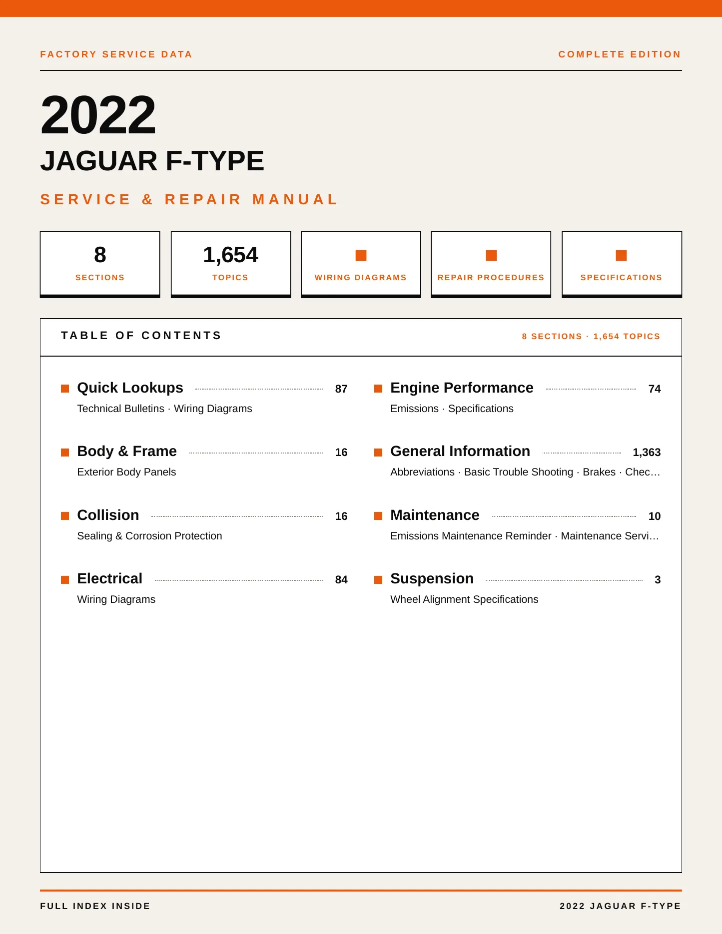 2022 Jaguar F-Type Service and Repair Manual preview page 1