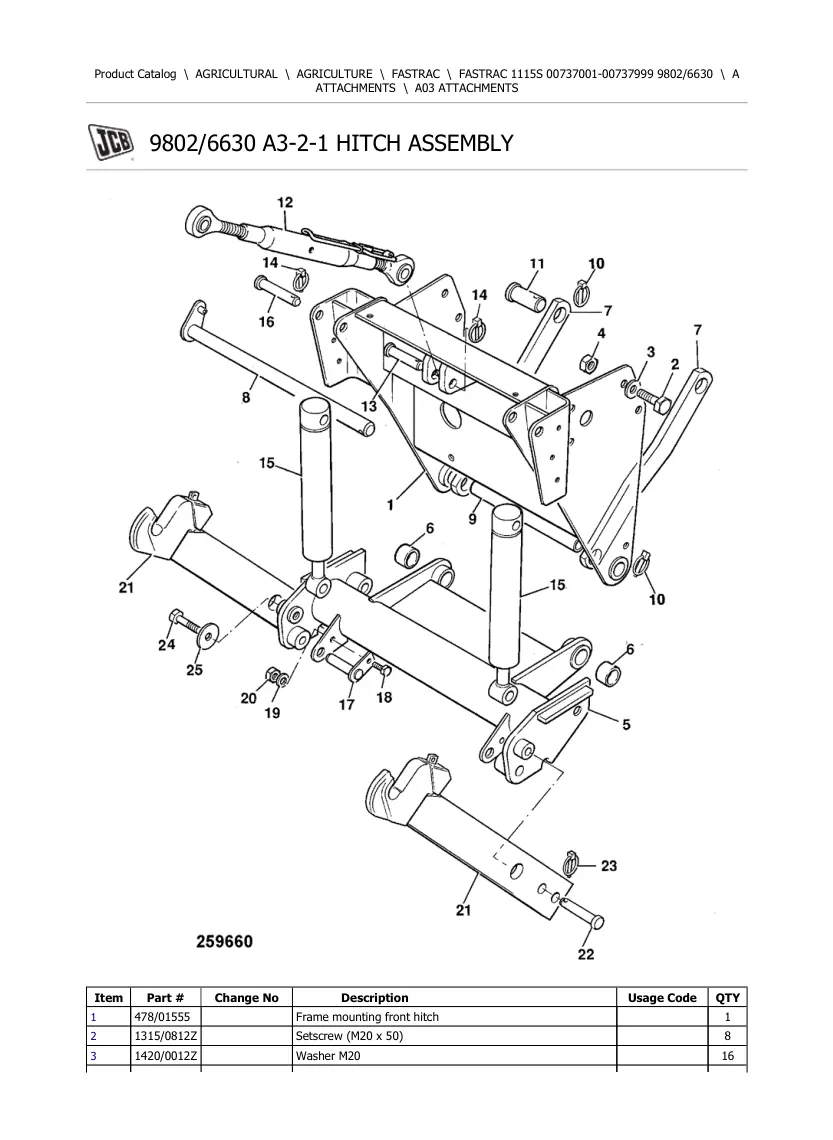 JCB 1115S Fastrac Tractor Parts Manual preview page 6