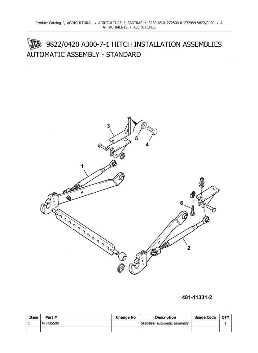JCB 3230 Plus Fastrac Tractor Service & Repair Manual preview page 5