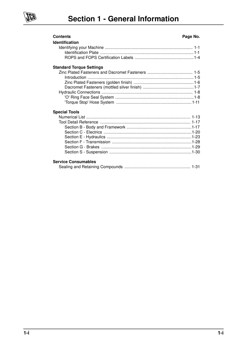 JCB 8280 8310 Fastrac Tractor Service & Repair Manual preview page 3