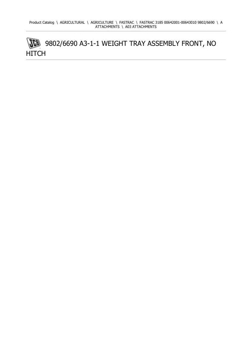 JCB Fastrac 3185 Tractor Service & Repair Manual preview page 1