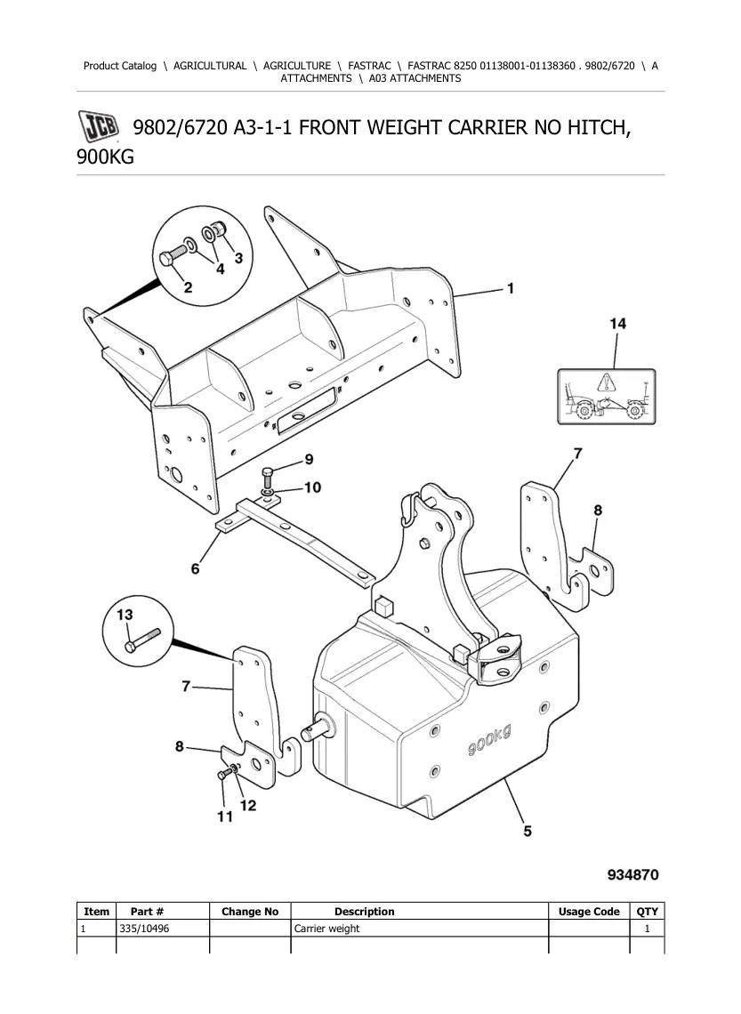 JCB Fastrac 8250 Tractor Parts Manual preview page 1