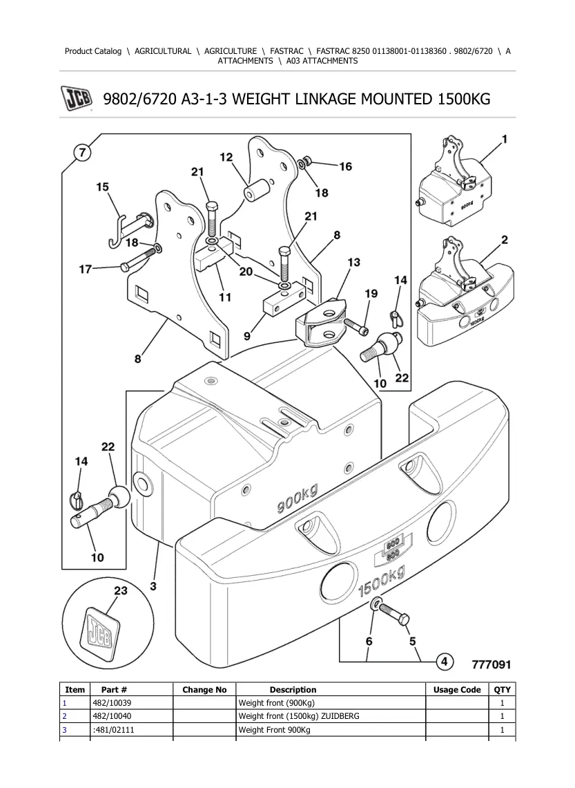 JCB Fastrac 8250 Tractor Parts Manual preview page 5