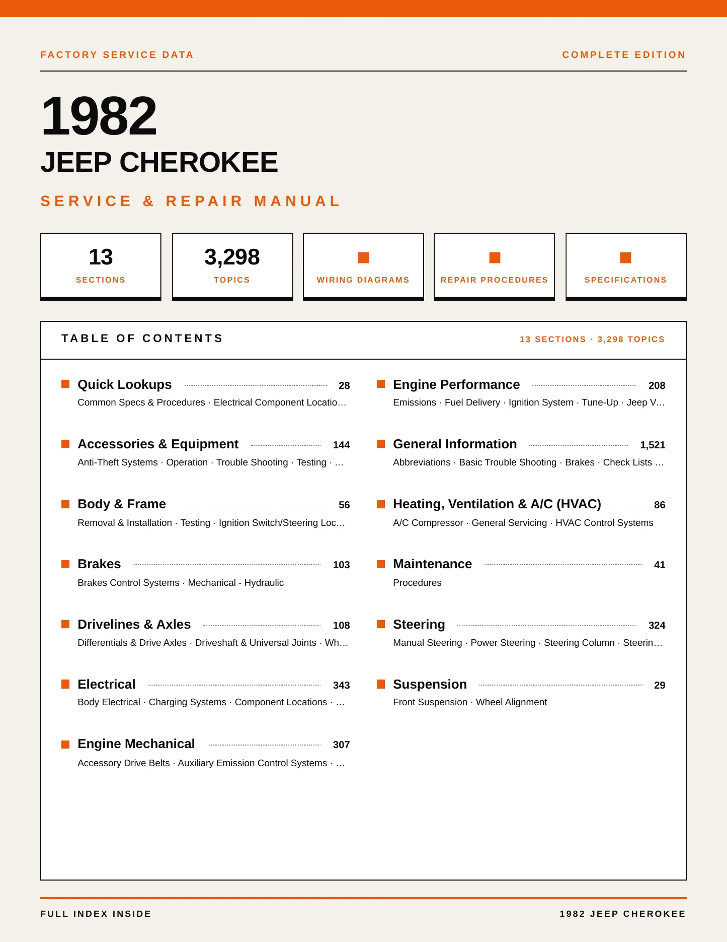 1982 Jeep Cherokee Service and Repair Manual preview page 1