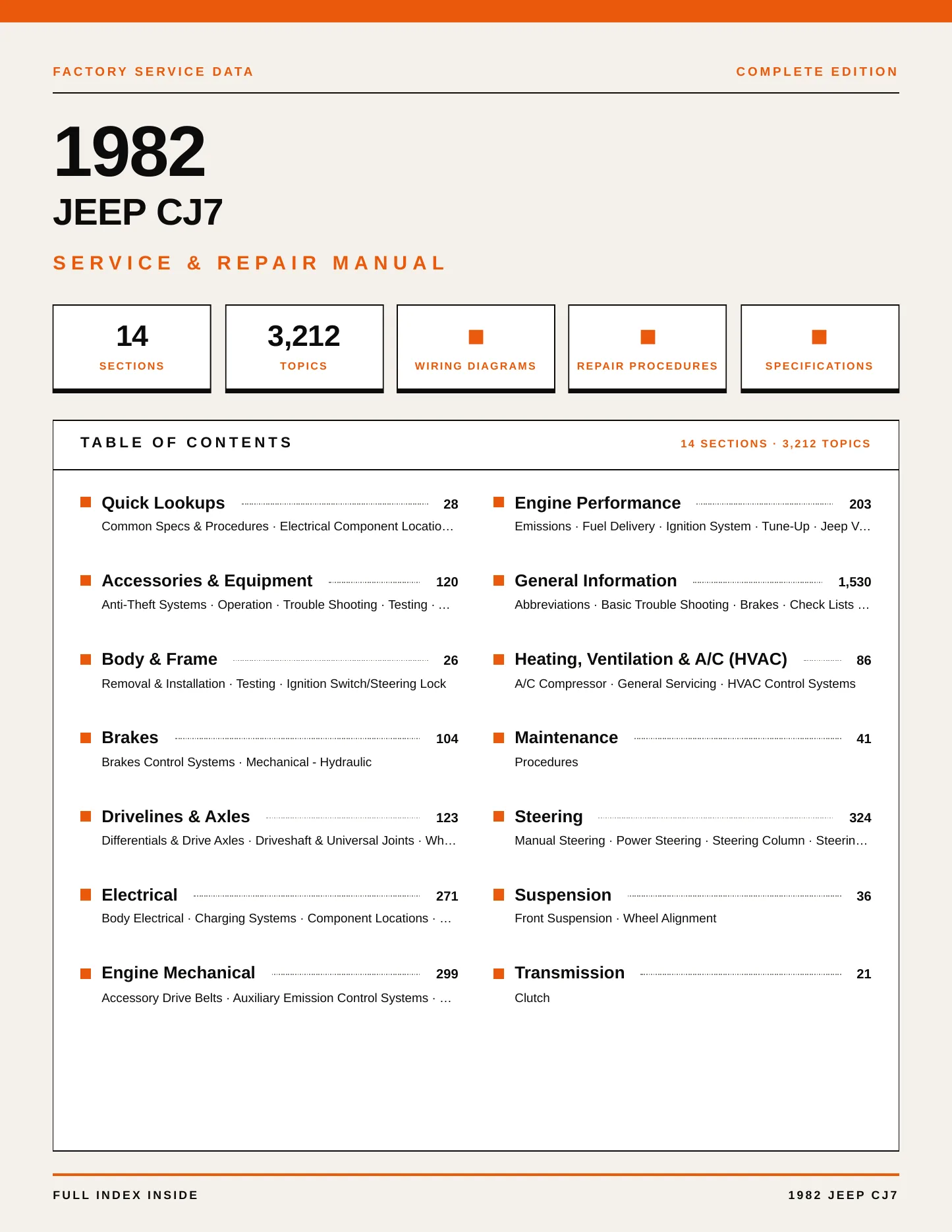 1982 Jeep CJ7 Service and Repair Manual preview page 1