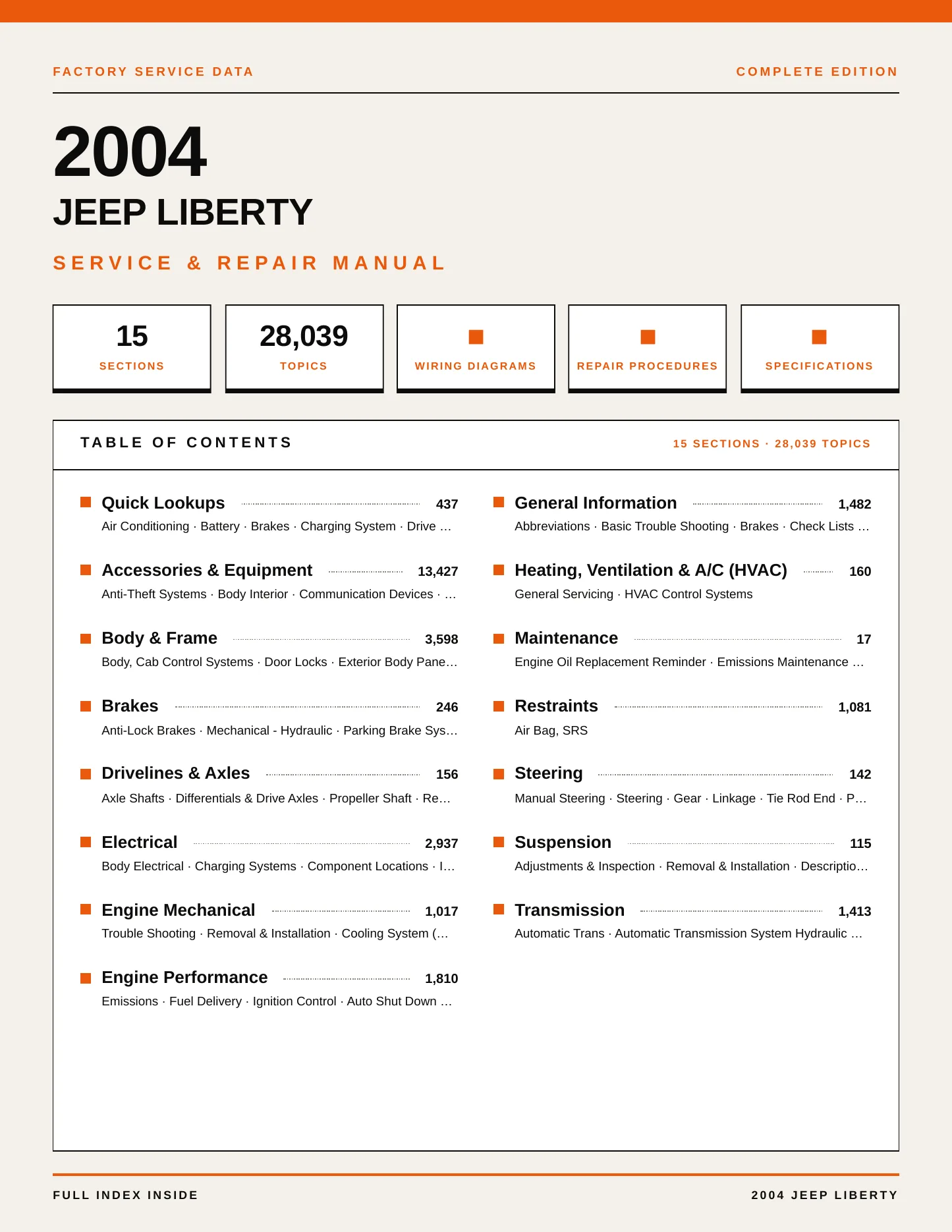 2004 Jeep Liberty Service and Repair Manual preview page 1