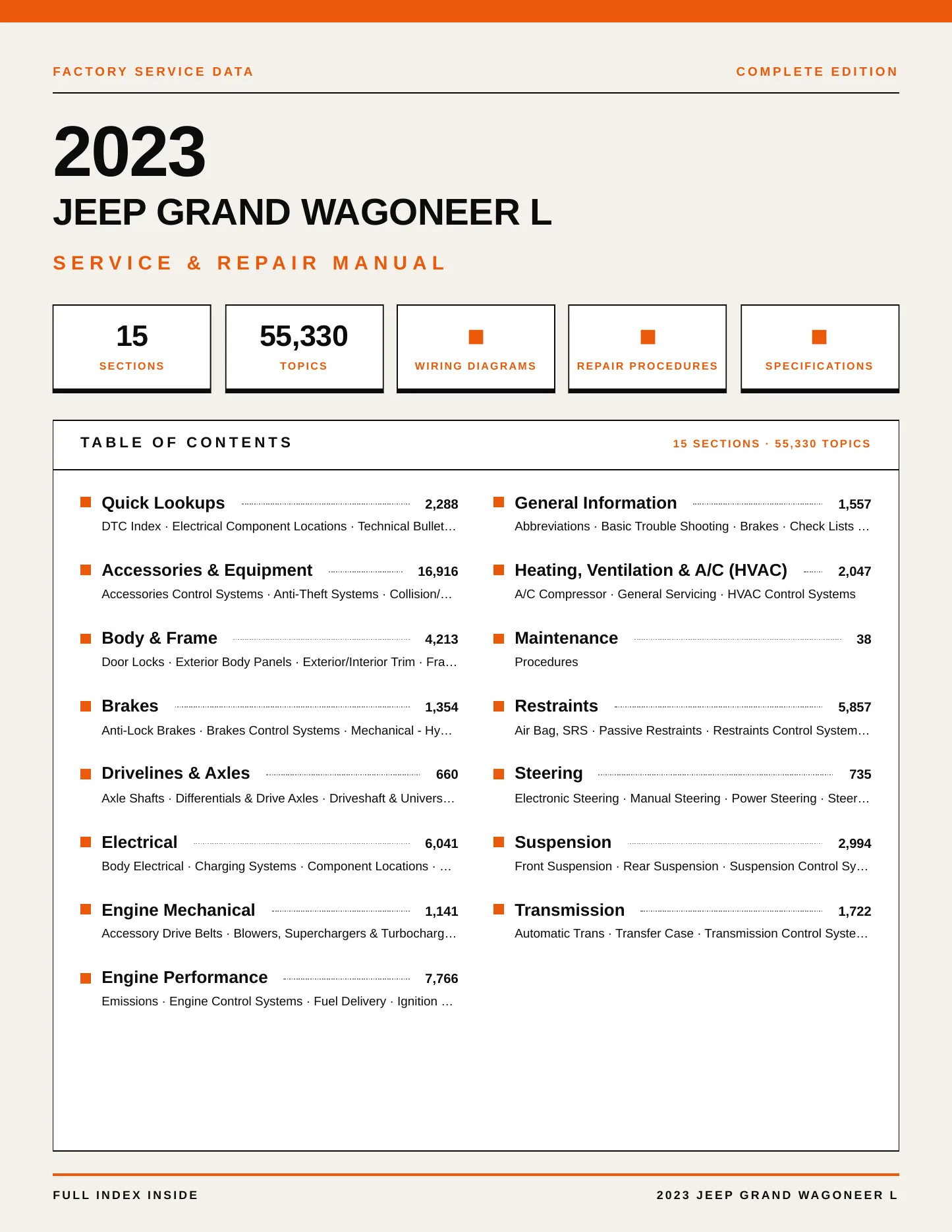 2023 Jeep Grand Wagoneer L Service and Repair Manual preview page 1