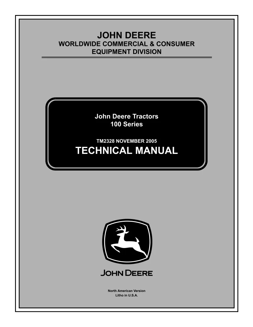 John Deere 100 Series Lawn Tractor (102 105 125 135 145) Service & Repair Manual preview page 1