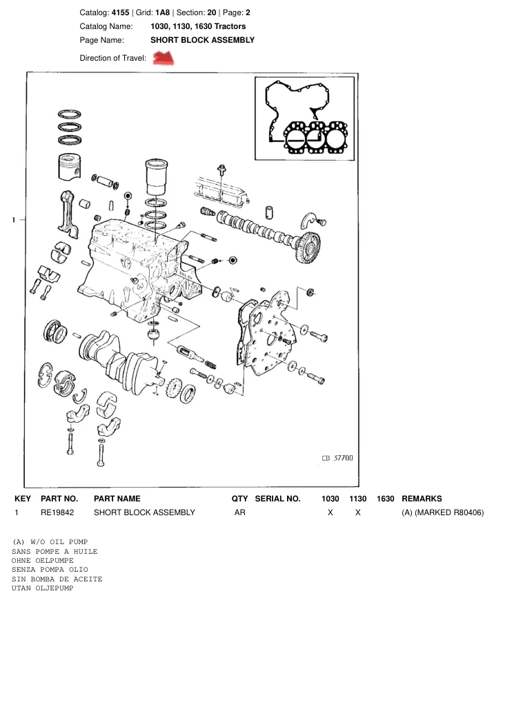 John Deere 1030 1130 1630 Tractor Parts Manual preview page 2