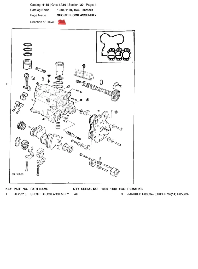 John Deere 1030 1130 1630 Tractor Parts Manual preview page 3