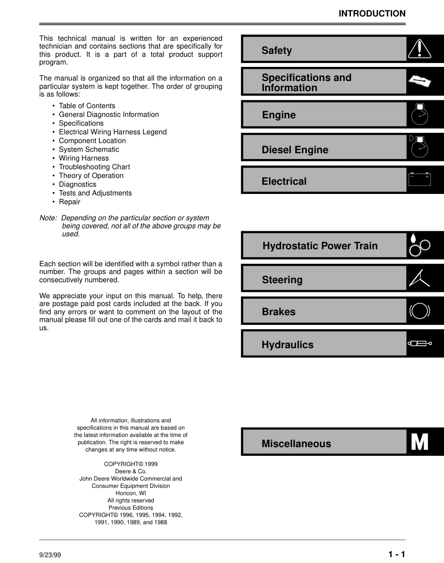 John Deere 1992-2001 425/445/455 Lawn Tractor Service & Repair Manual preview page 2