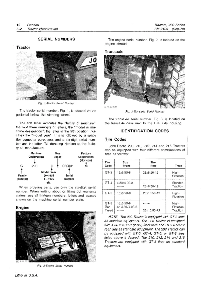 John Deere 200 & 208 210 212 214 216 Lawn Garden Tractor Service & Repair Manual preview page 6