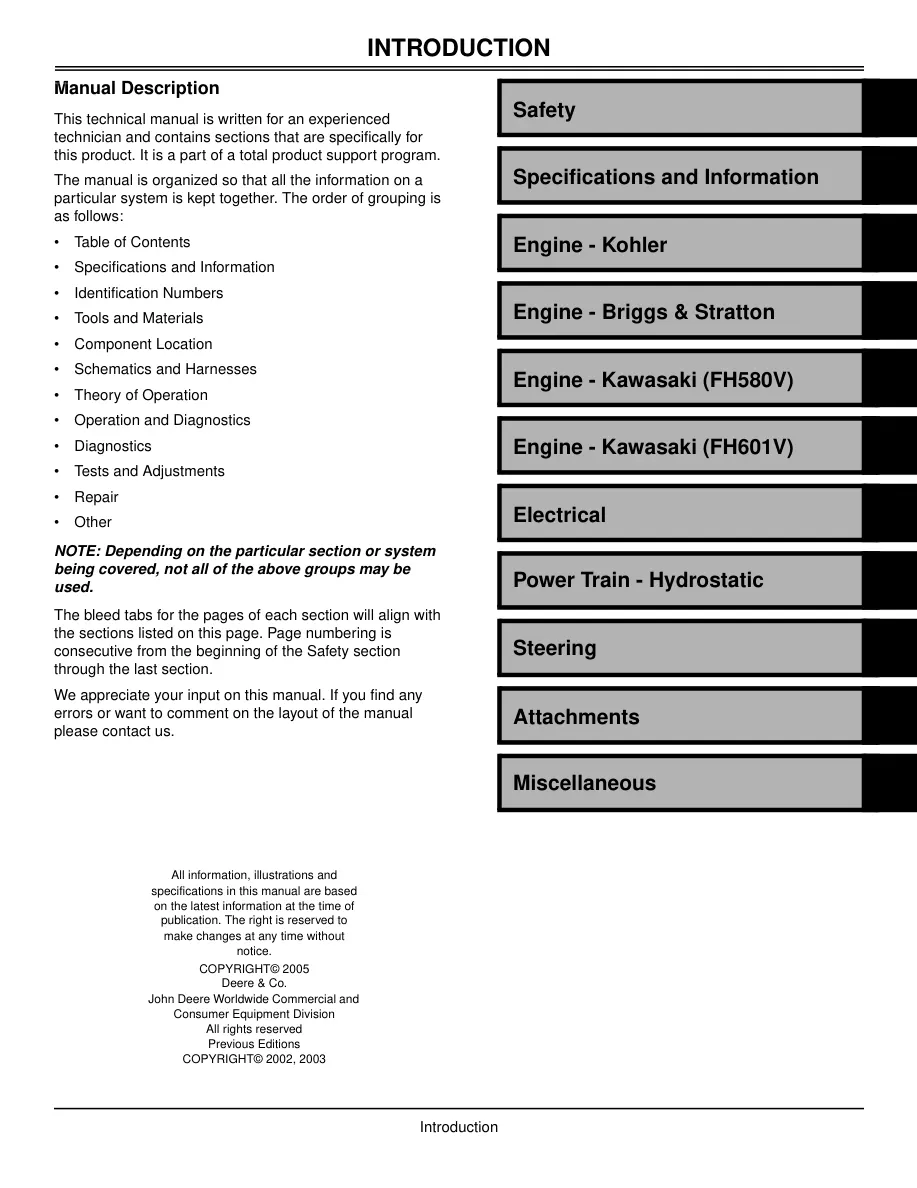 John Deere Garden Tractors Service & Repair Manual preview page 3
