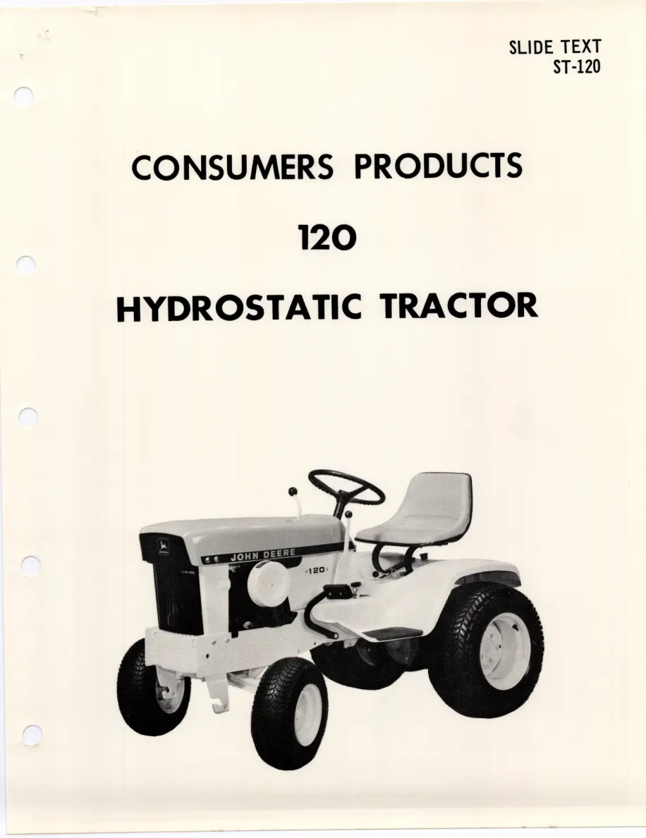John Deere Hydrostatic Tractor 120 Service & Repair Manual preview page 1