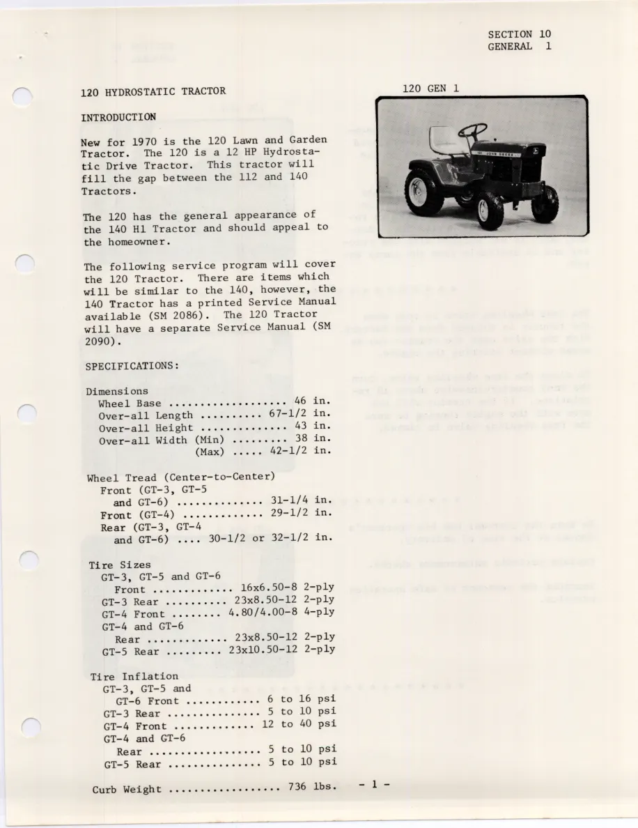 John Deere Hydrostatic Tractor 120 Service & Repair Manual preview page 3