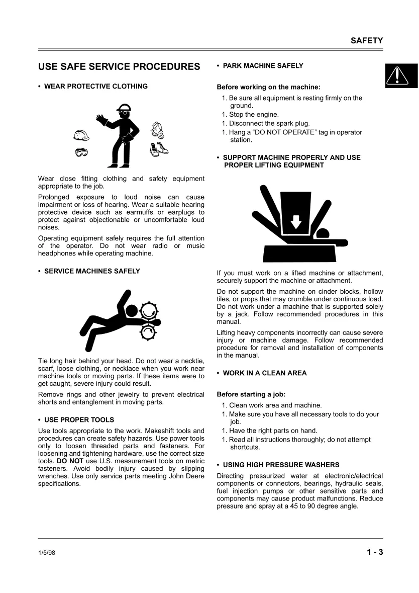 John Deere Sabre 1842GV 1842HV Lawn Mower Service & Repair Manual preview page 5