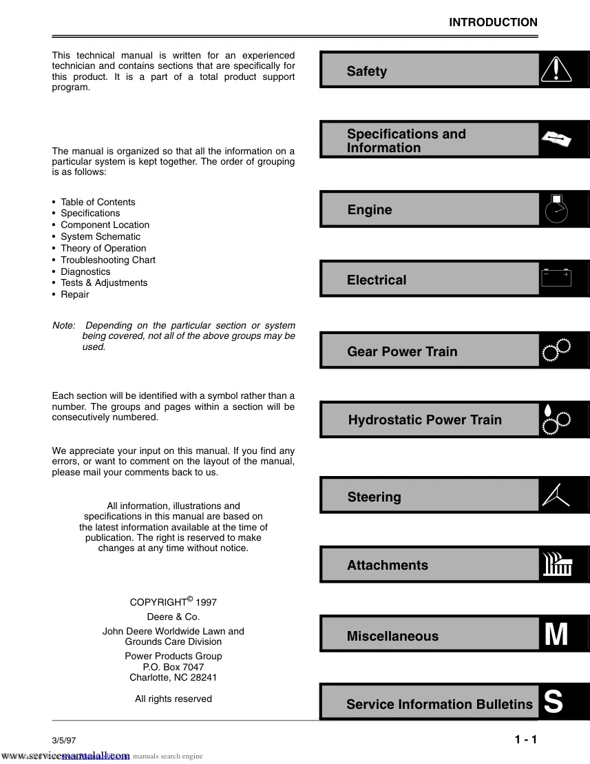 John Deere Sabre Lawn Tractor 38 Inch 46 Service & Repair Manual preview page 2