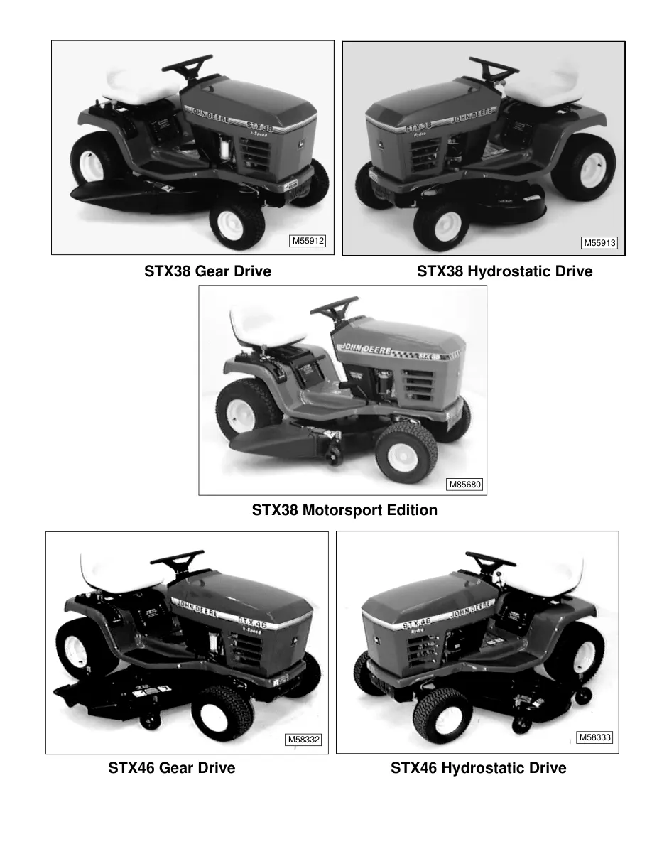 John Deere STX30 STX38 STX46 Lawn Garden Tractor Service & Repair Manual preview page 2