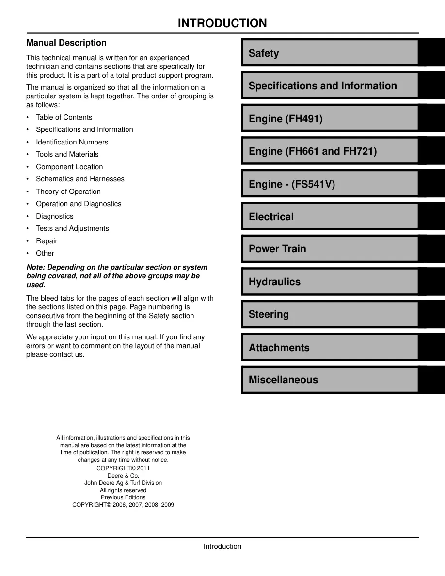 John Deere X300 Select Series (X300/X304/X320/X324/X340/X360) Tractor Service & Repair Manual preview page 3