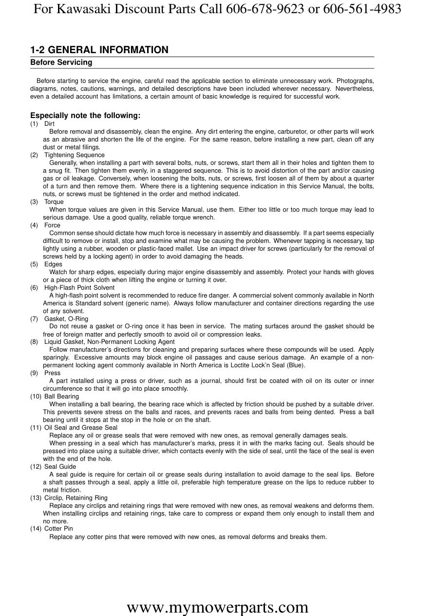 Kawasaki KBL23A KBL26A KBL33A KBL34A KBL43A KBL48A KBH26A KBH33A KBH34A KBH43A KBH48A Trimmer Brushcutter Service & Repair Manual preview page 6