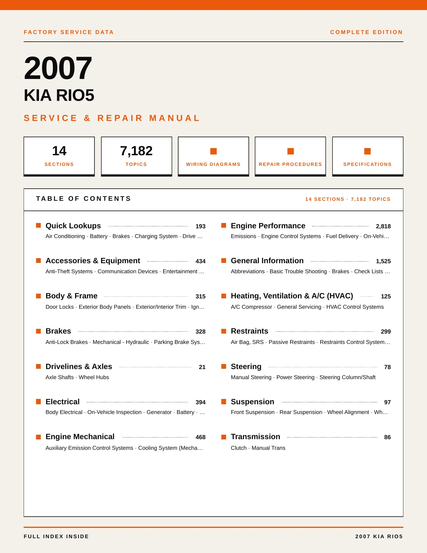 2007 Kia Rio5 Service and Repair Manual preview page 1