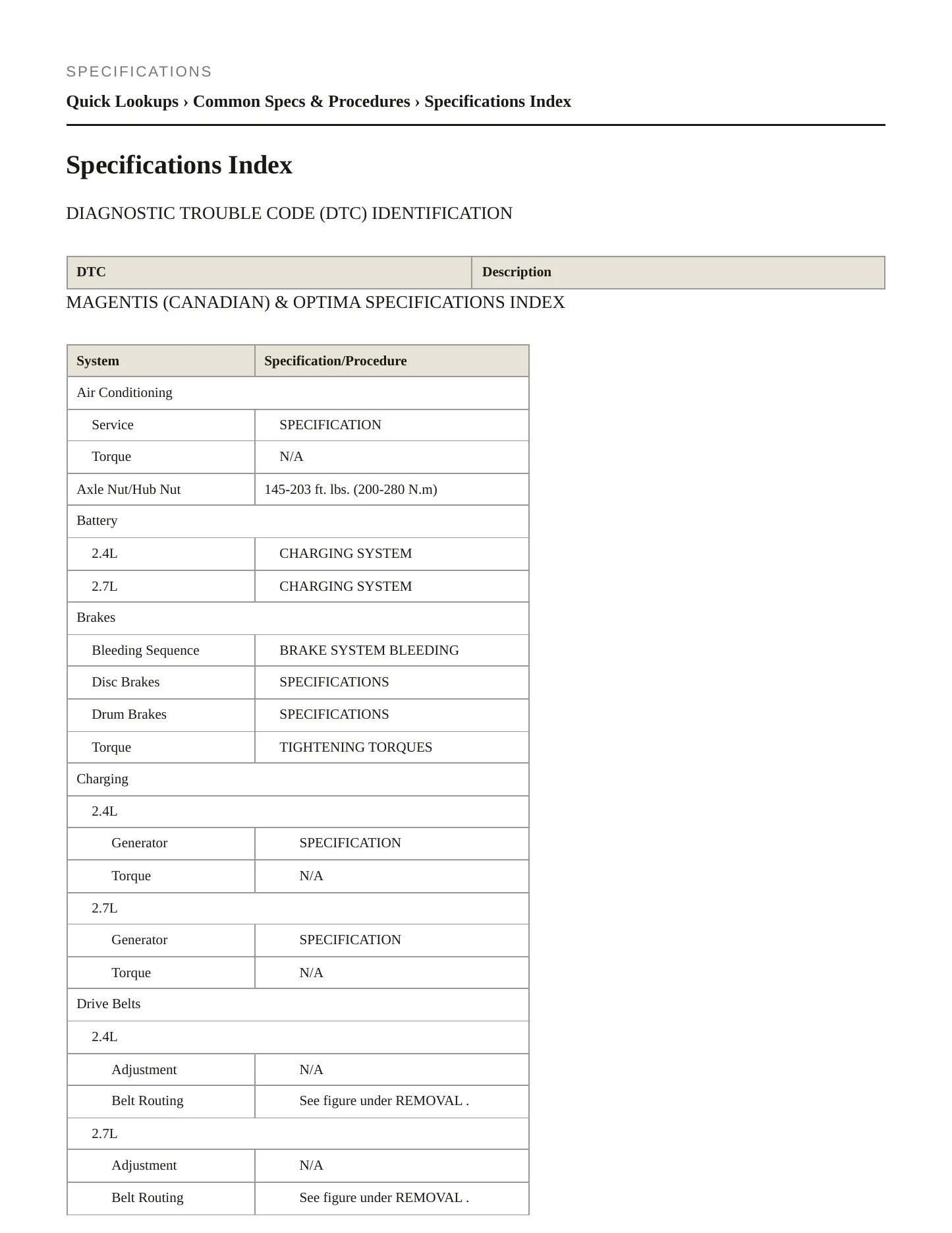 2010 Kia Optima Service and Repair Manual preview page 2