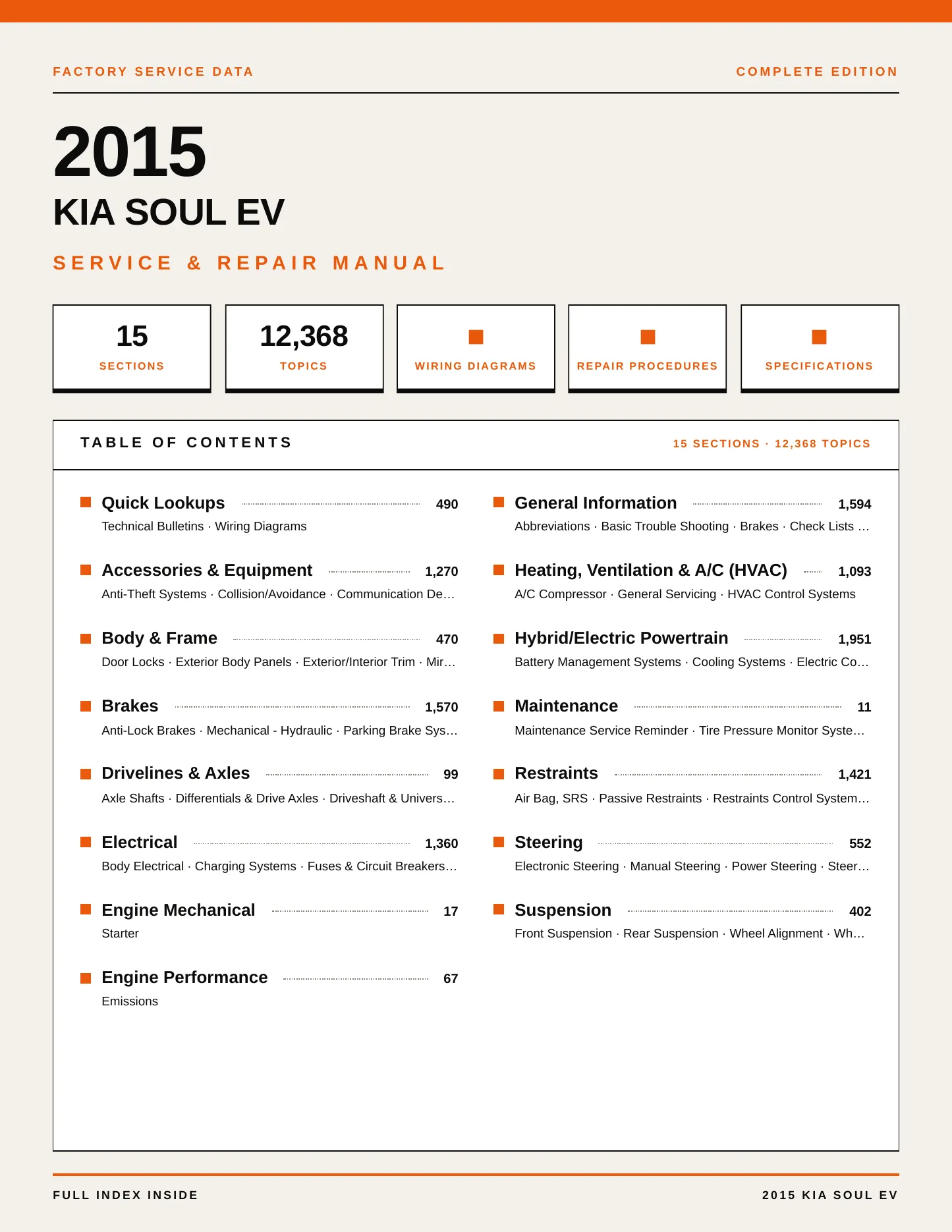2015 Kia Soul EV Service and Repair Manual preview page 1
