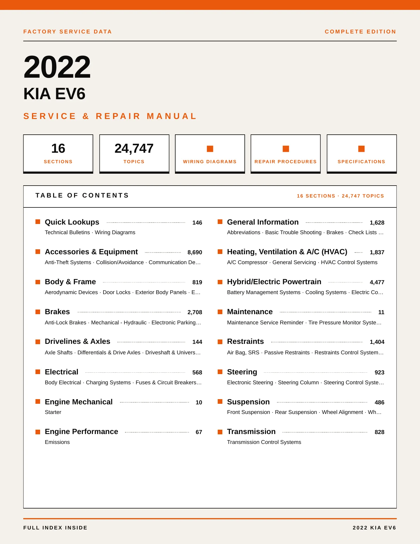 2022 Kia EV6 Service and Repair Manual preview page 1