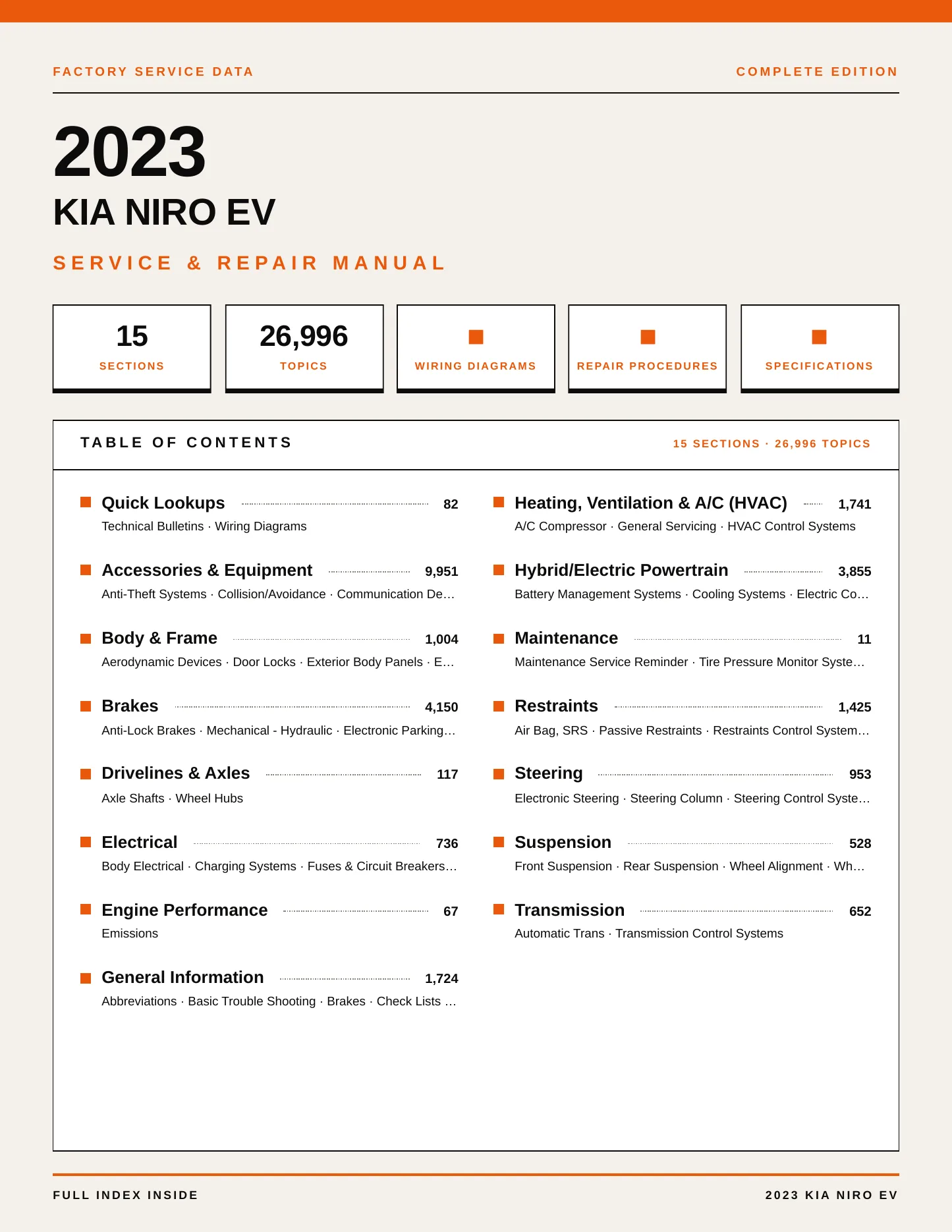 2023 Kia Niro EV service manual page 1