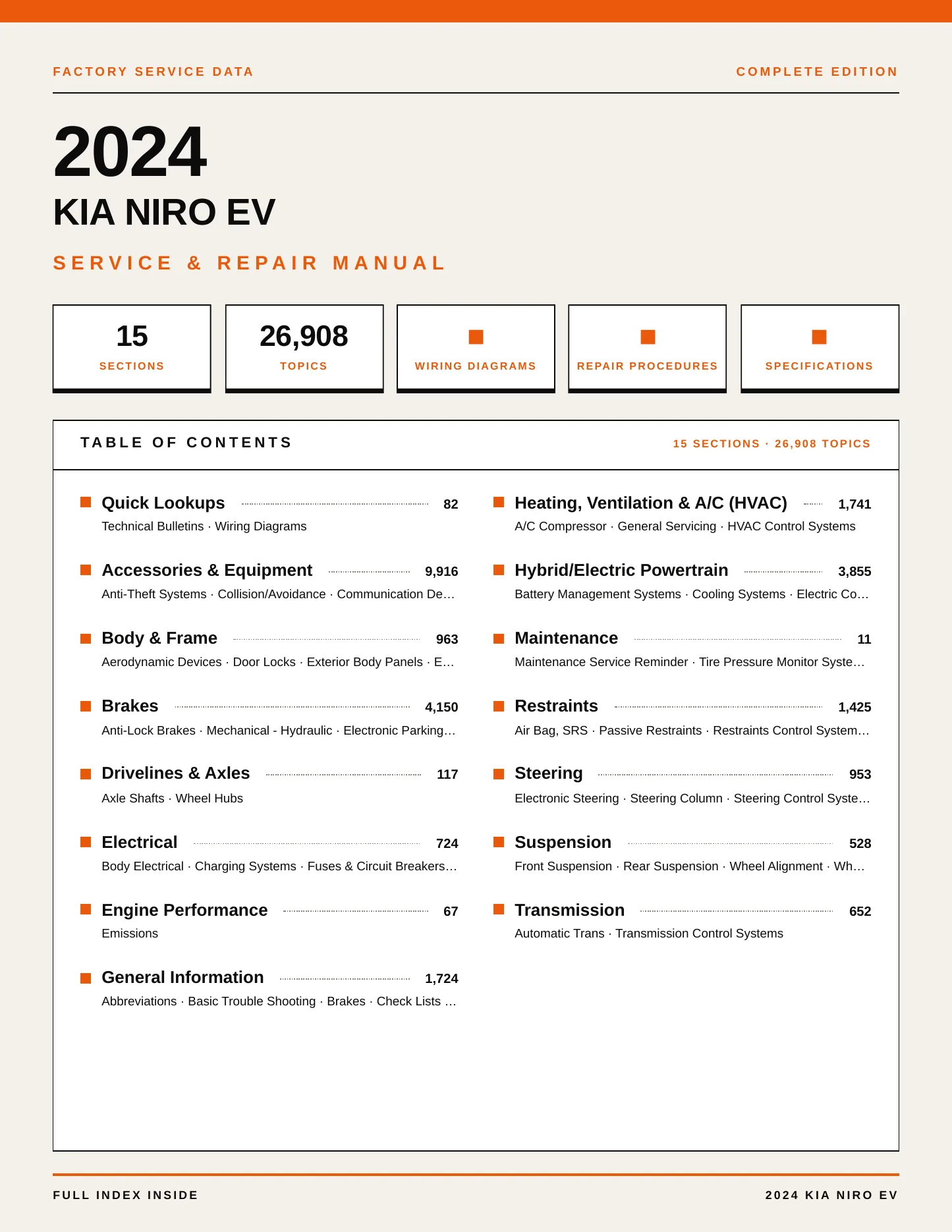 2024 Kia Niro EV service manual page 1