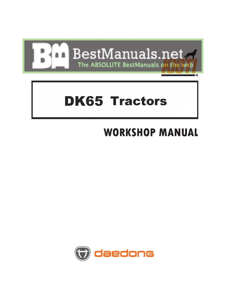 Kioti Daedong DK65 Tractor Service & Repair Manual preview page 1