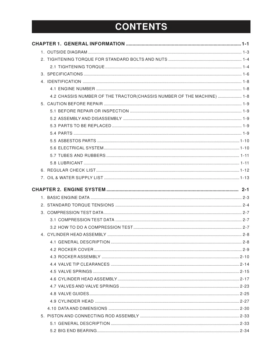 Kioti Daedong DK65 Tractor Service & Repair Manual preview page 2