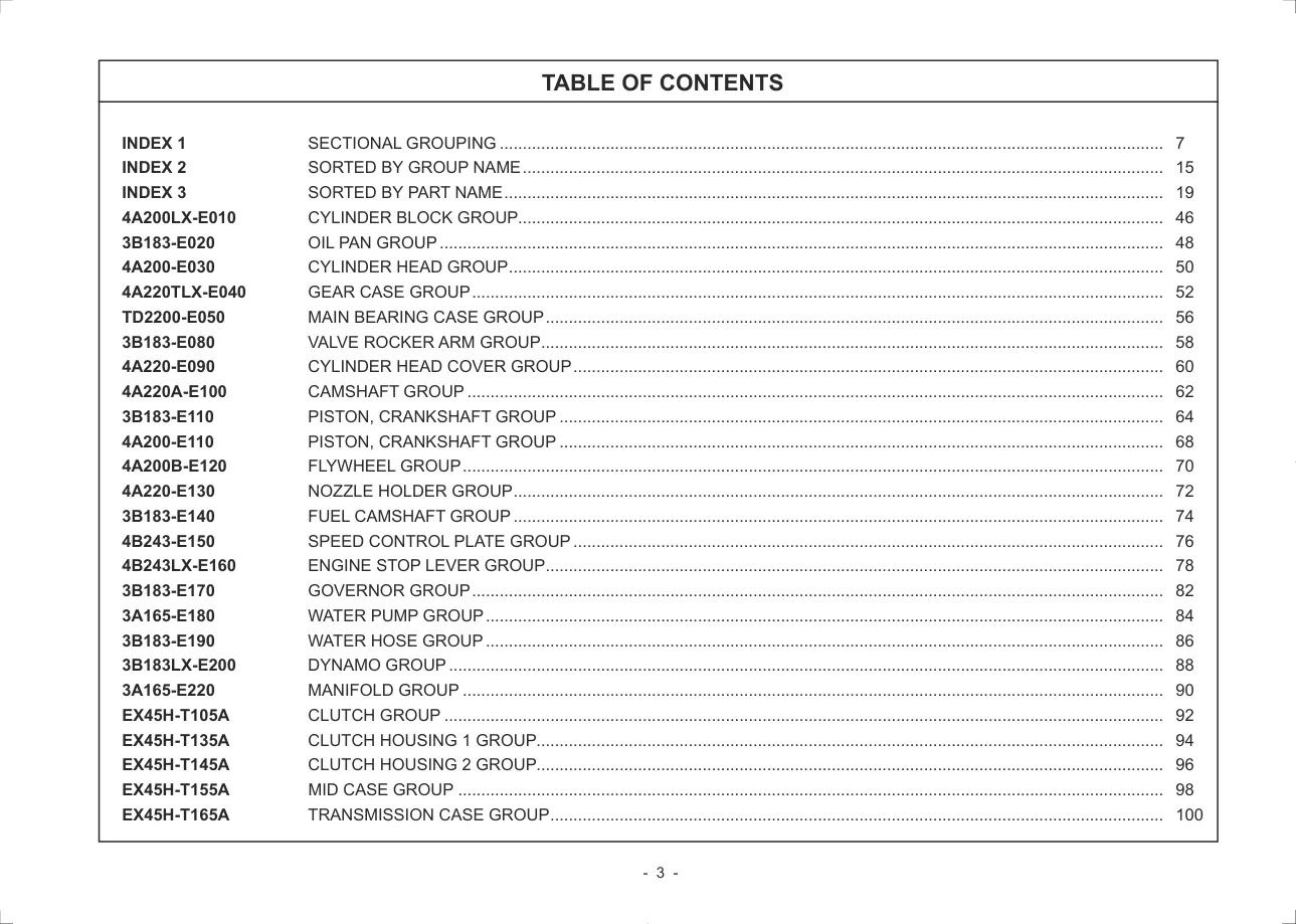 Kioti Daedong EX35CH EX40CH EX45CH EX50CH Tractor Parts Manual preview page 3