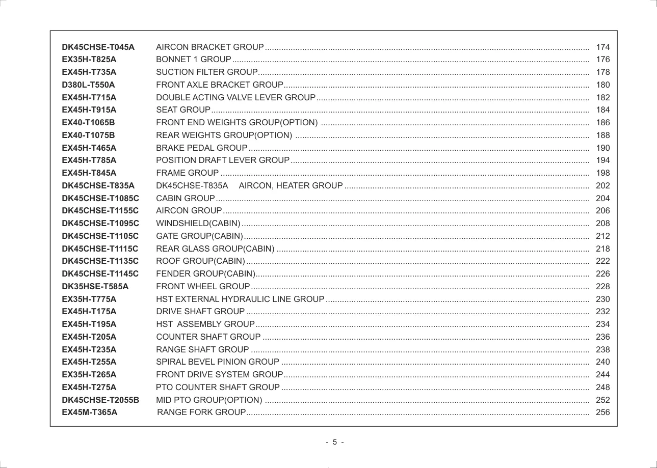 Kioti Daedong EX35CH EX40CH EX45CH EX50CH Tractor Parts Manual preview page 5