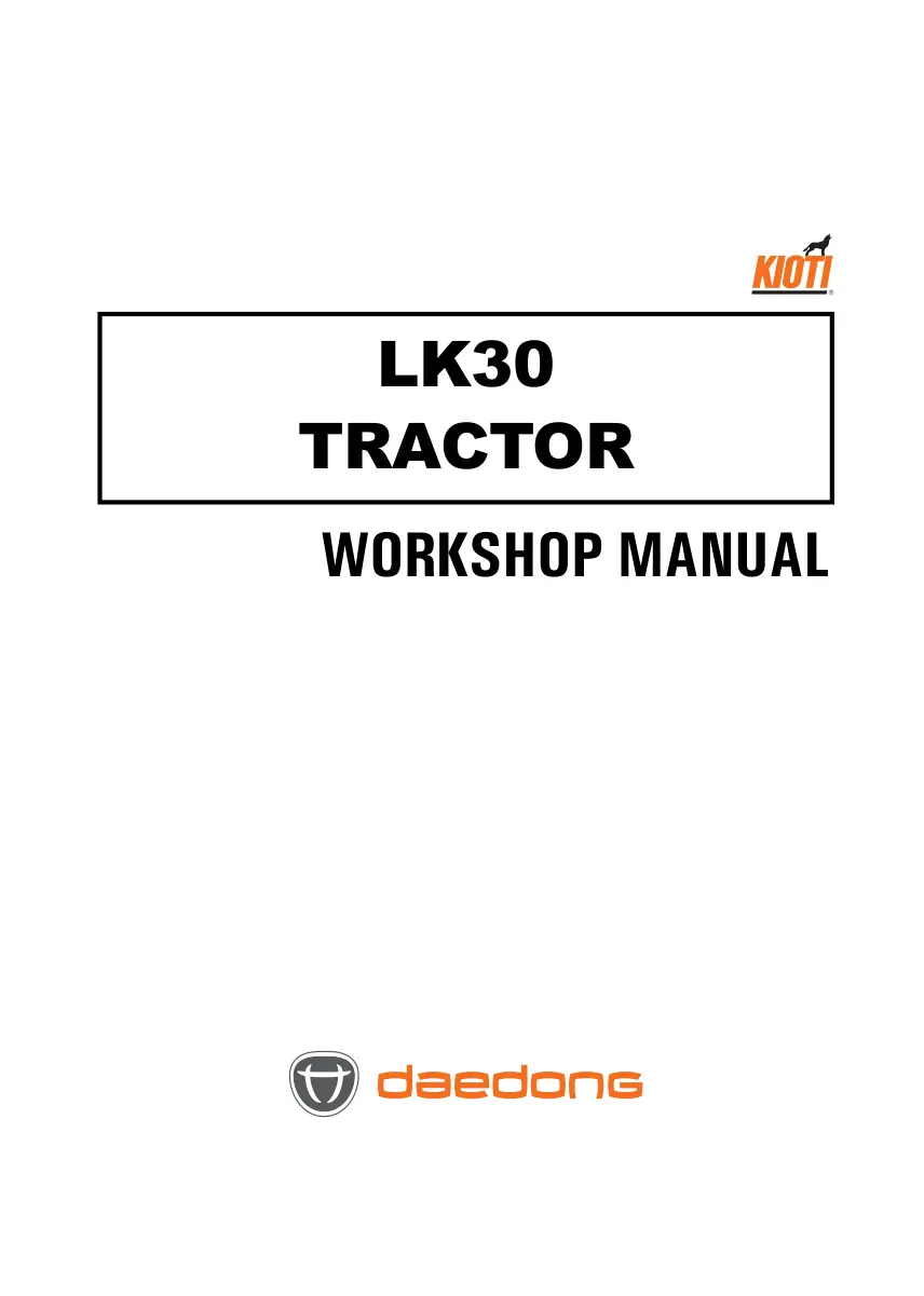 Kioti Daedong LK30 Tractor Service & Repair Manual preview page 1