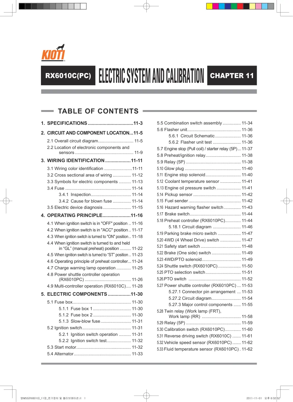 Kioti Daedong RX6010C RX6010PC Tractors Service & Repair Manual preview page 1