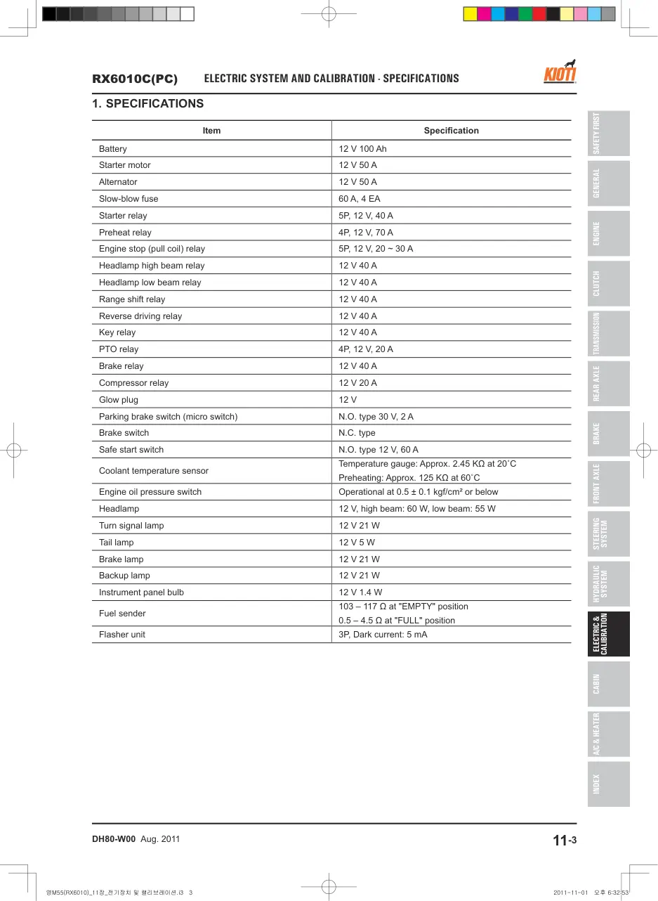 Kioti Daedong RX6010C RX6010PC Tractors Service & Repair Manual preview page 3