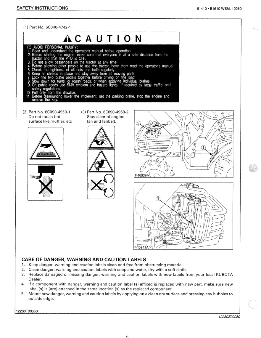 Kubota B1410 & B1610 Tractor Service & Repair Manual preview page 6