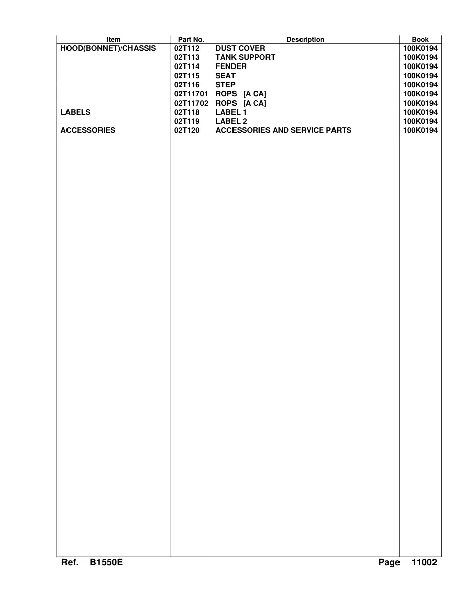 Kubota B1550HST Tractor Parts Manual preview page 5