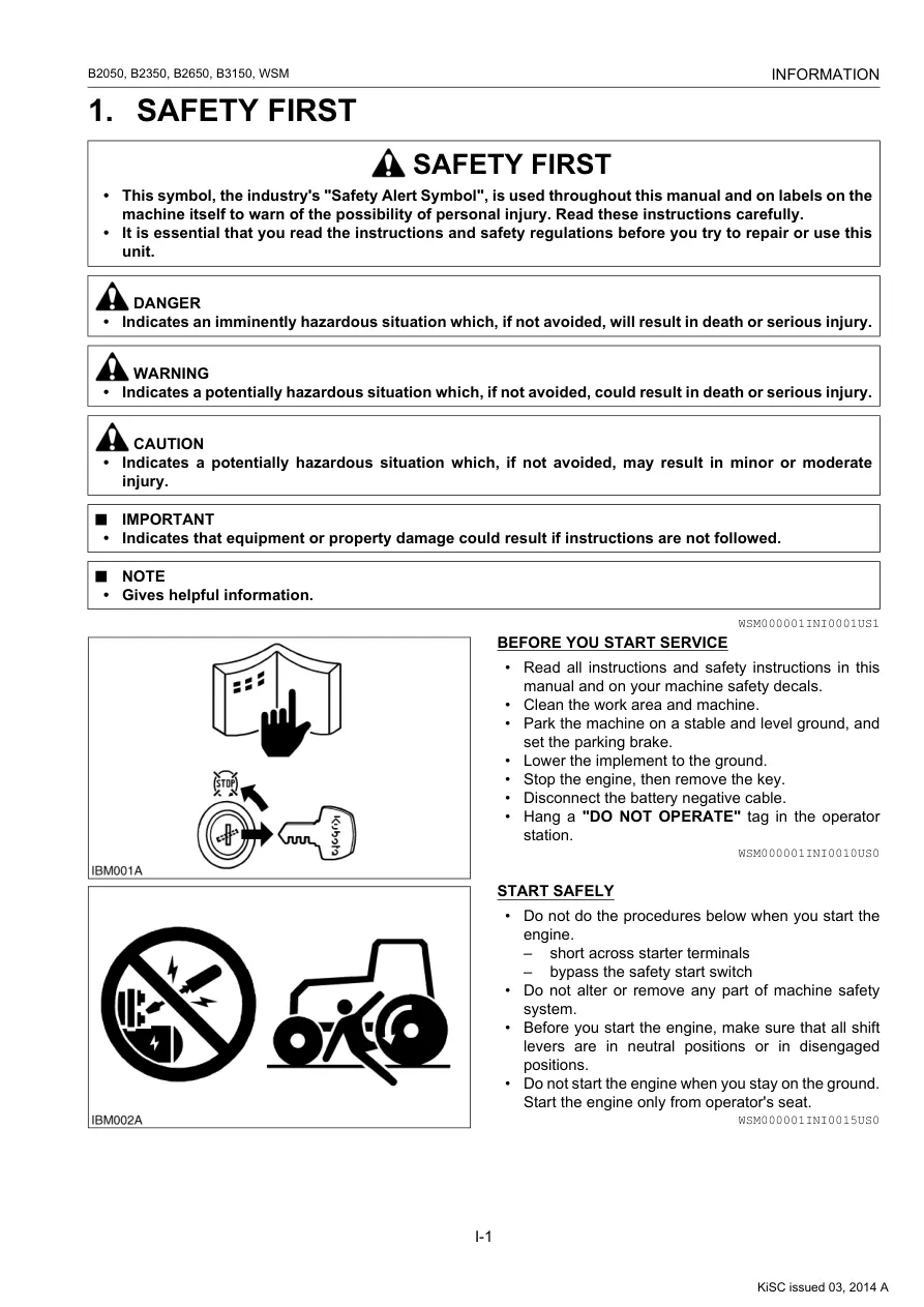 Kubota B2650 Tractor Service & Repair Manual preview page 5