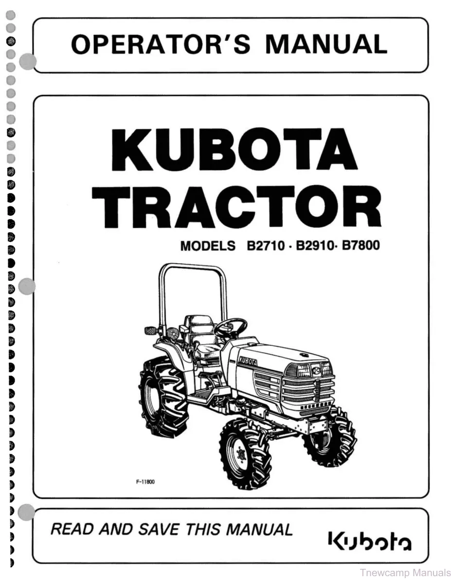 Kubota B2710 B2910 B7800 Tractor Parts Manual preview page 1