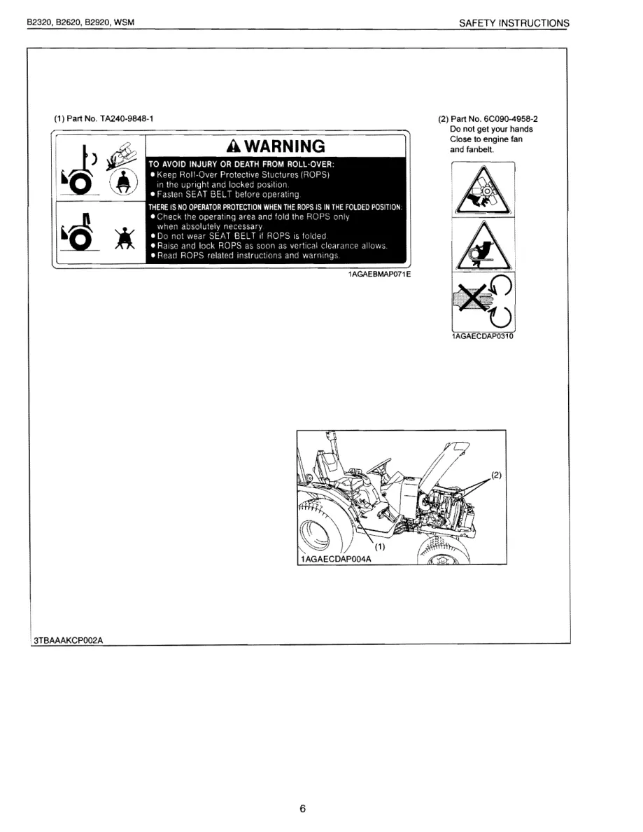 Kubota B2920 Tractor Service & Repair Manual preview page 6