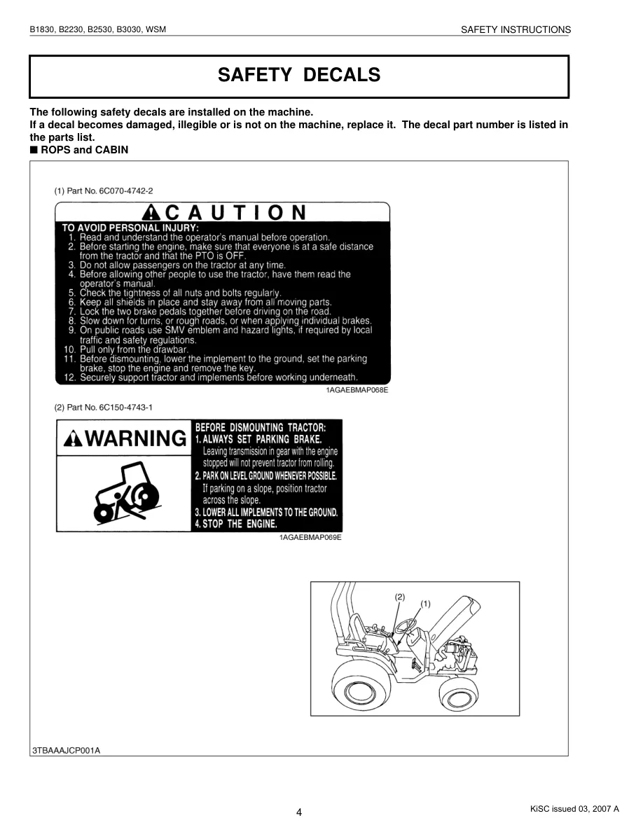 Kubota B3030 HSD Tractor Parts Manual preview page 6