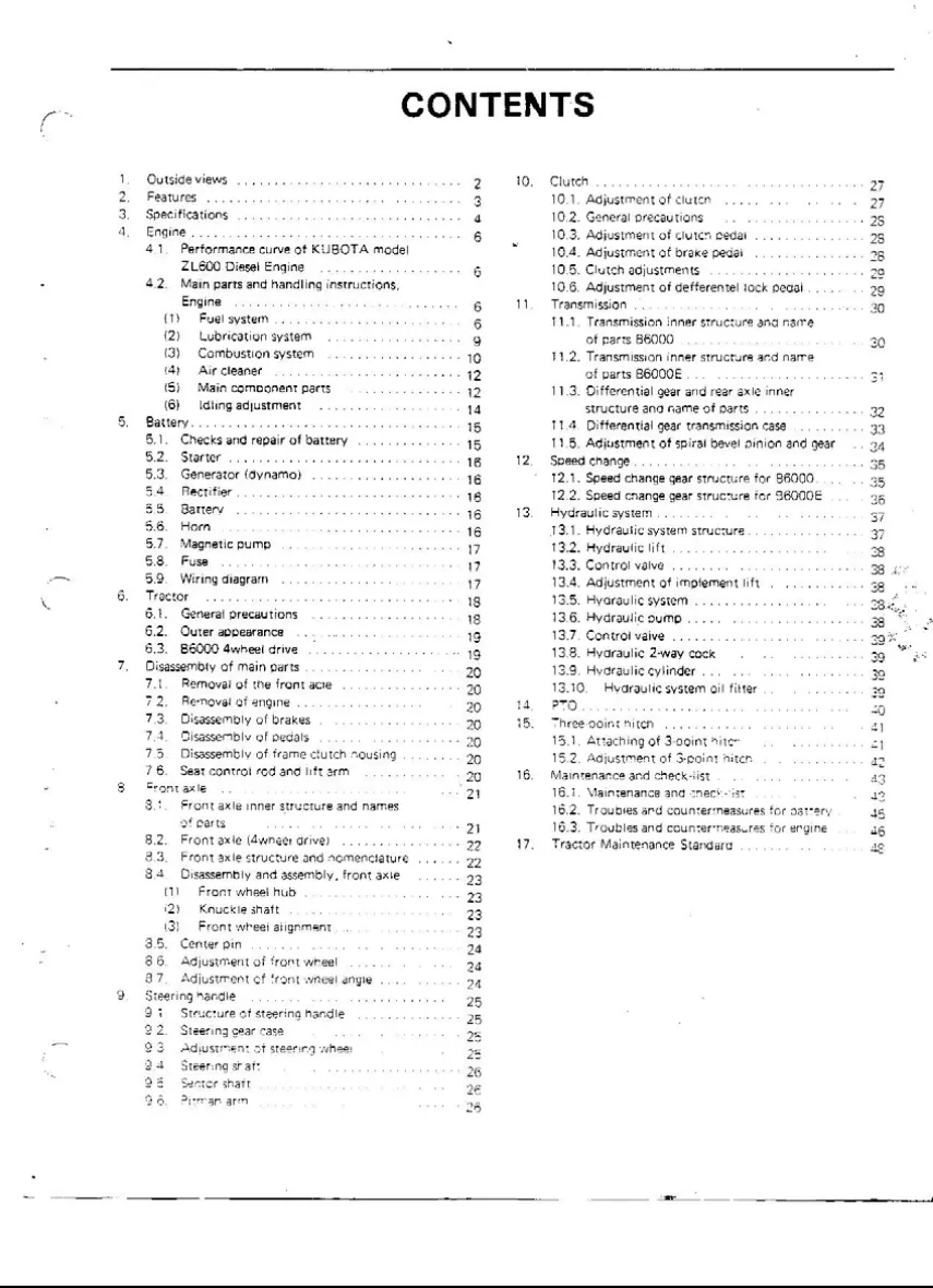 Kubota B6000 Tractor Service & Repair Manual preview page 2