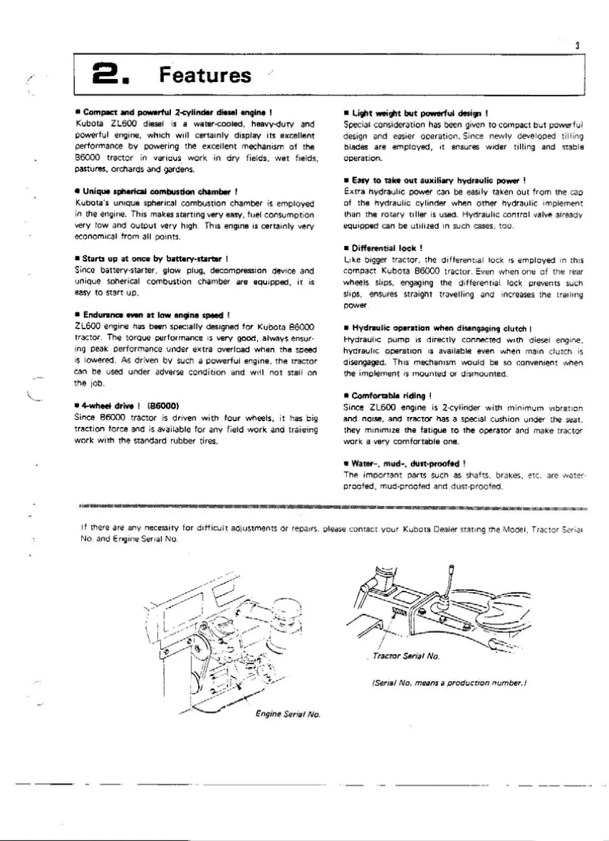 Kubota B6000 Tractor Service & Repair Manual preview page 4