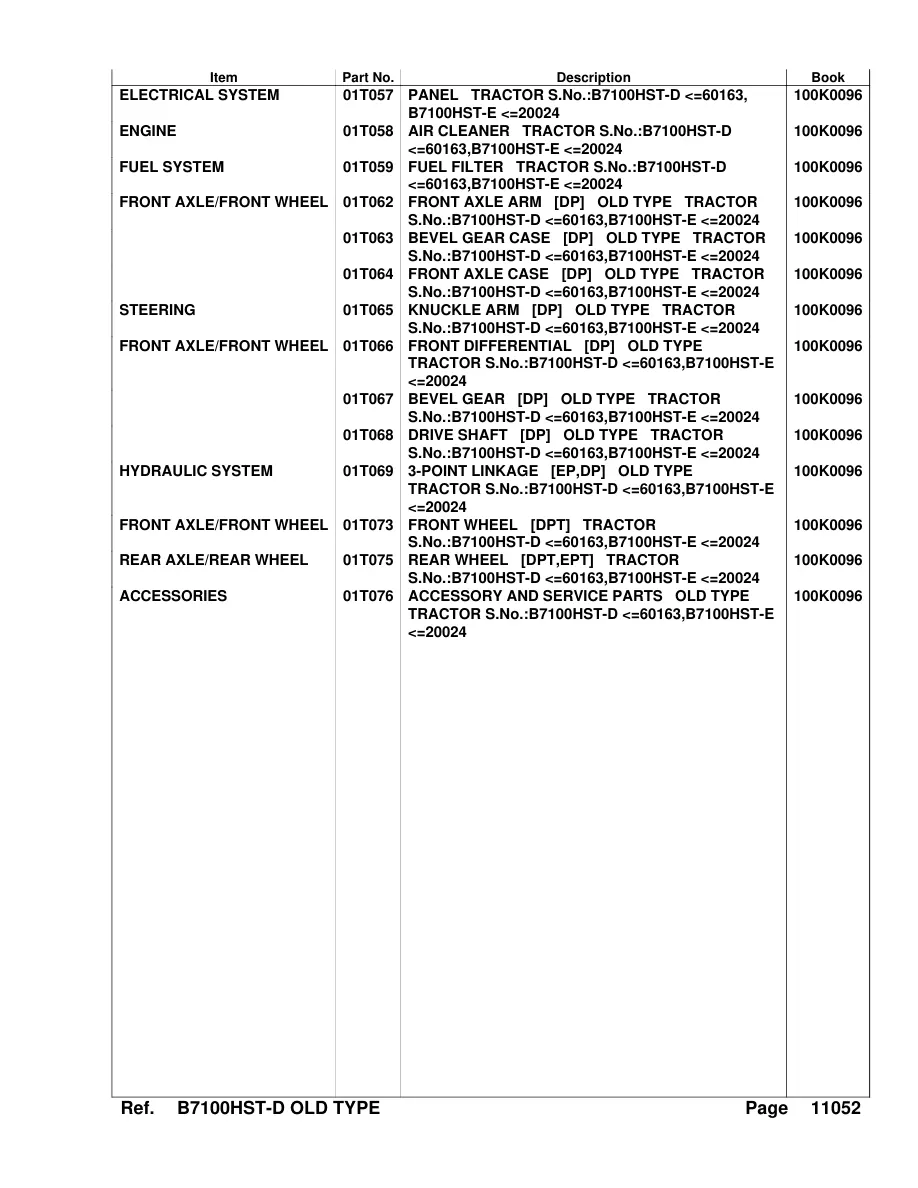 Kubota B7100HST-D OLD Type Tractor Parts Manual preview page 5