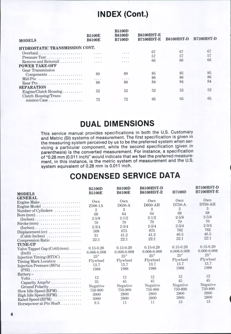 Kubota B7100HST Tractor Service & Repair Manual preview page 1