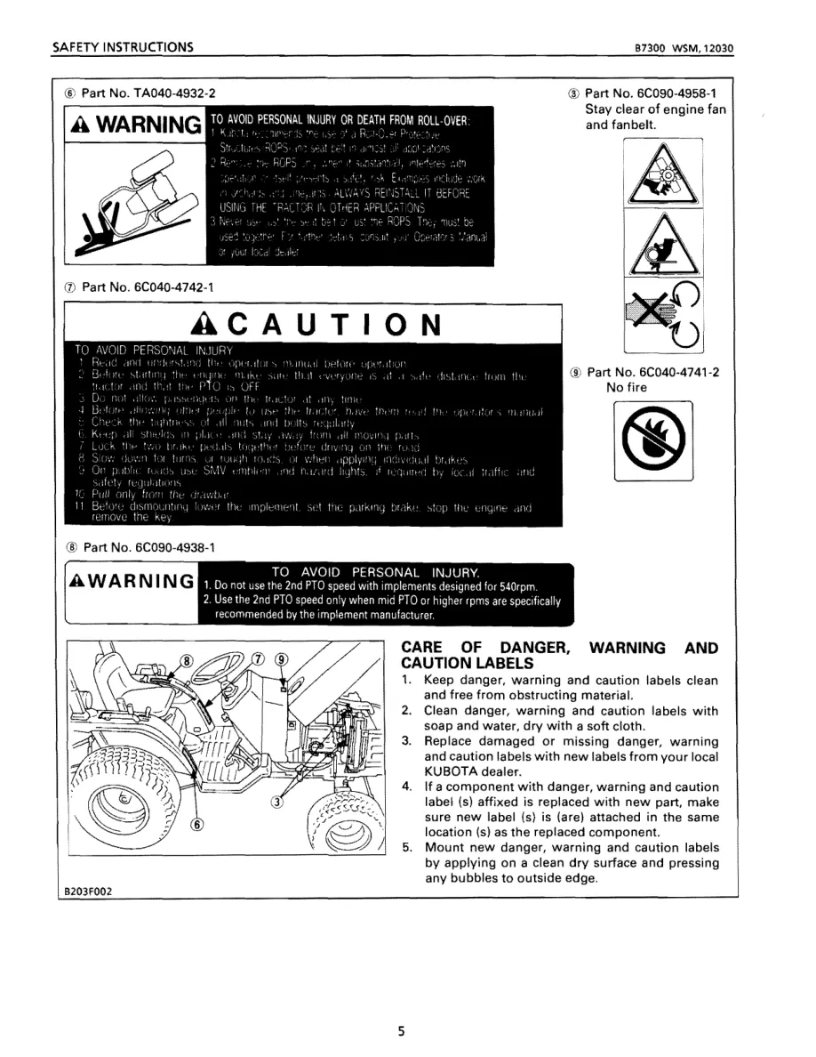 Kubota B7300 Tractor Service & Repair Manual preview page 5